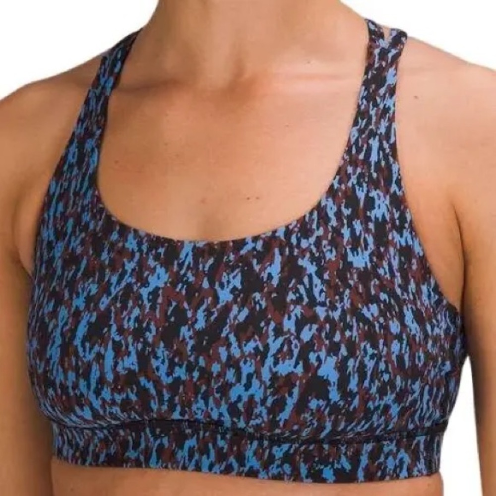 Lululemon Energy Bra *Medium Support Size 4 Leopard Camo Blue Nile Multi